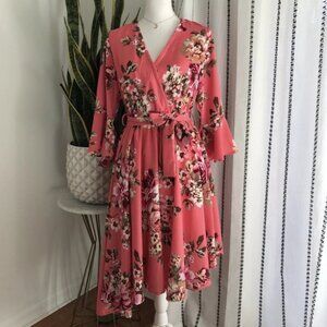 Love Chelsey Asymmetrical Floral Dress Size L